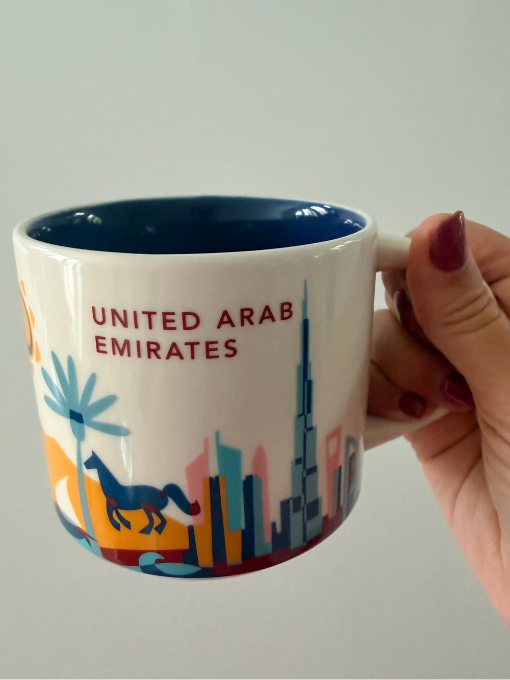 United Arab Emirates Starbucks Ceramic Mug - Blue Interior - 14oz